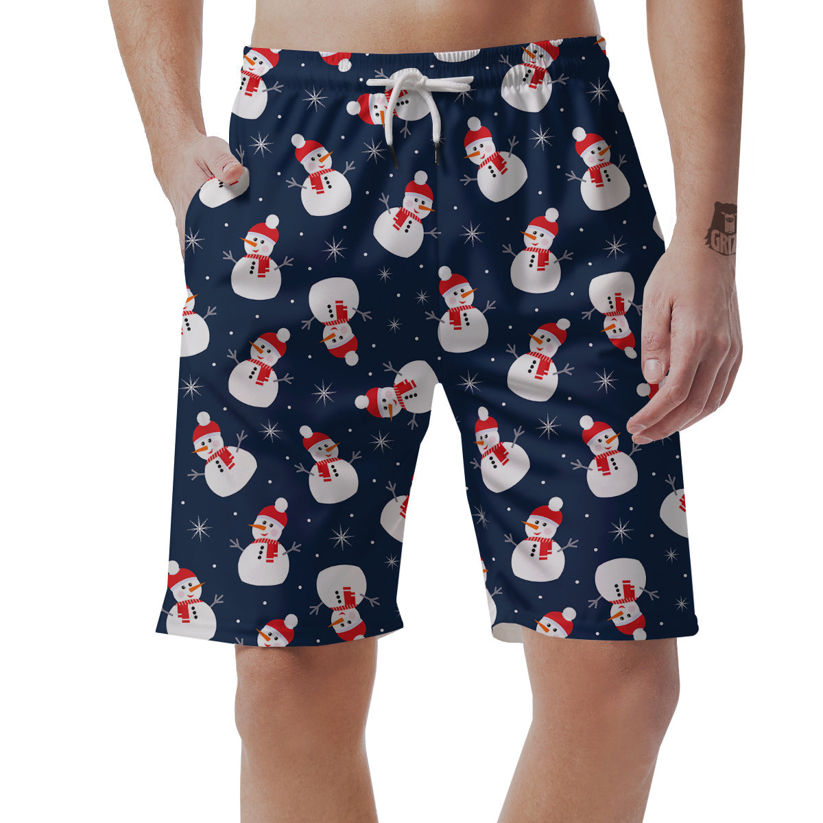 Snowman Print Pattern Men's Shorts-grizzshop