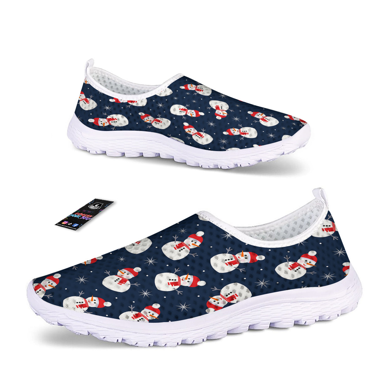 Snowman Print Pattern Nurse Shoes-grizzshop