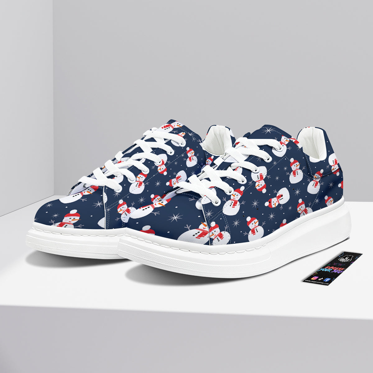 Snowman Print Pattern Platform Shoes-grizzshop