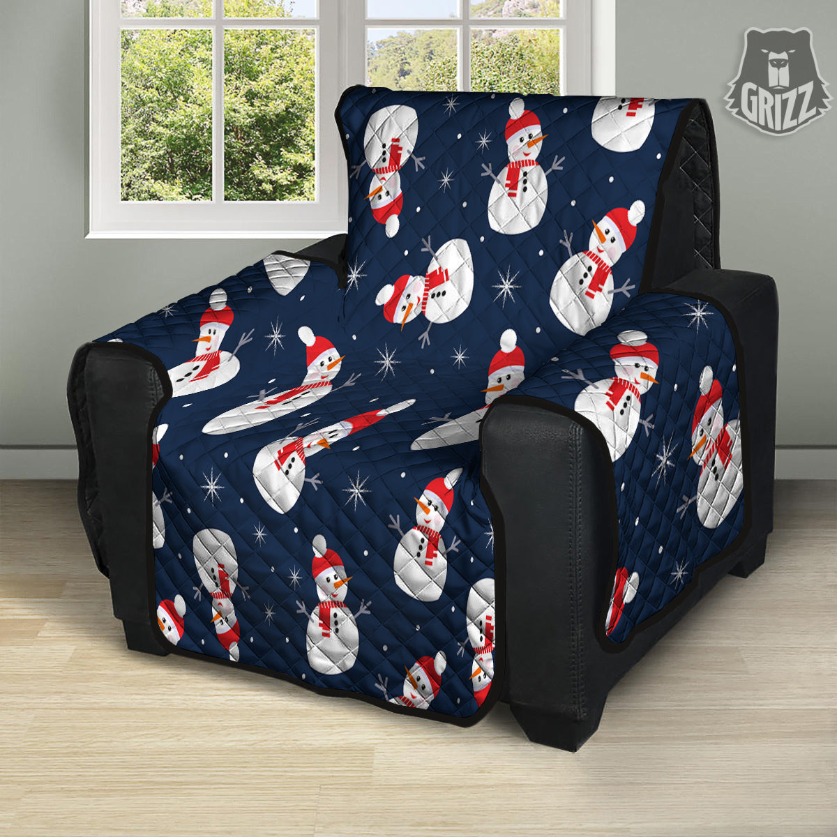 Snowman Print Pattern Recliner Protector-grizzshop