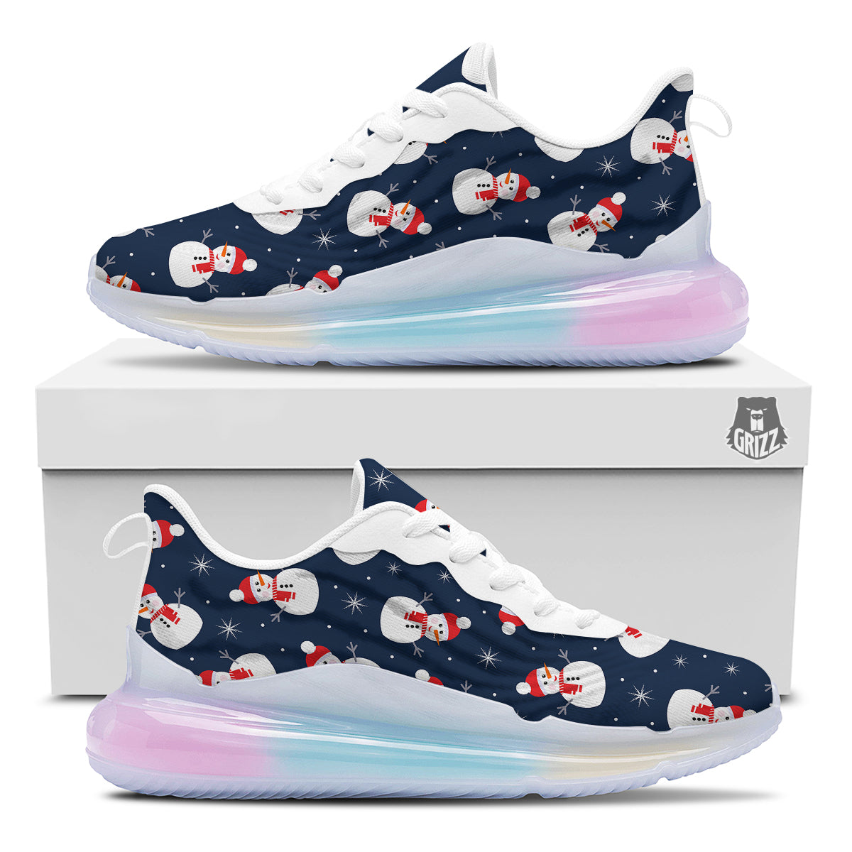 Snowman Print Pattern Running Sneakers-grizzshop