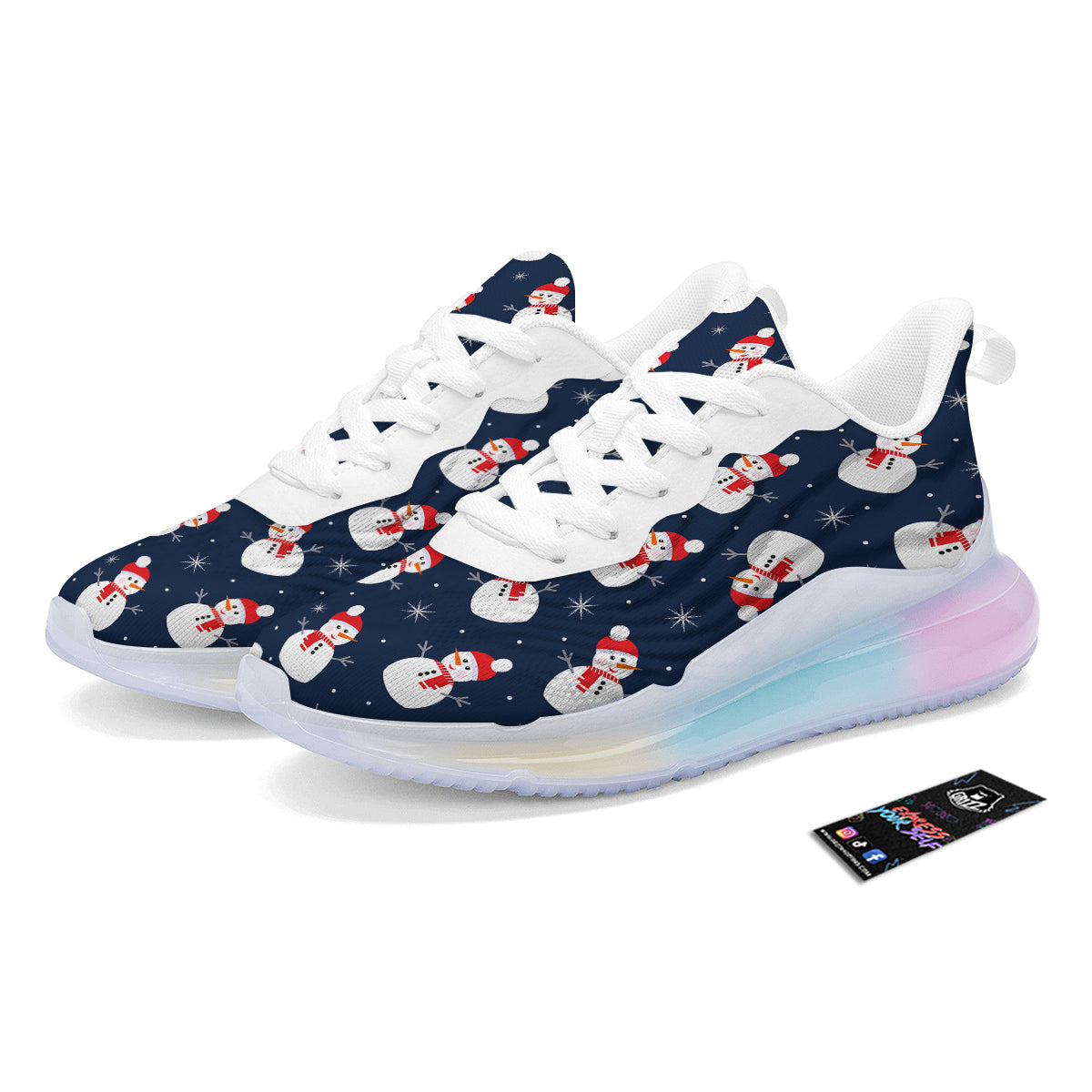 Snowman Print Pattern Running Sneakers-grizzshop