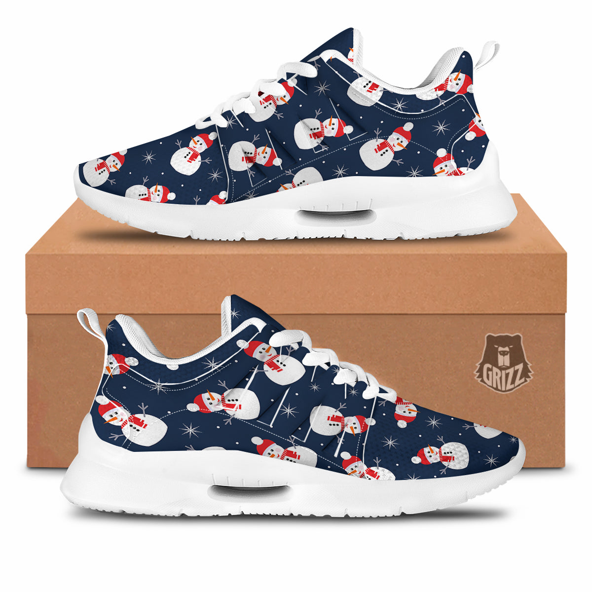 Snowman Print Pattern Tennis Shoes-grizzshop