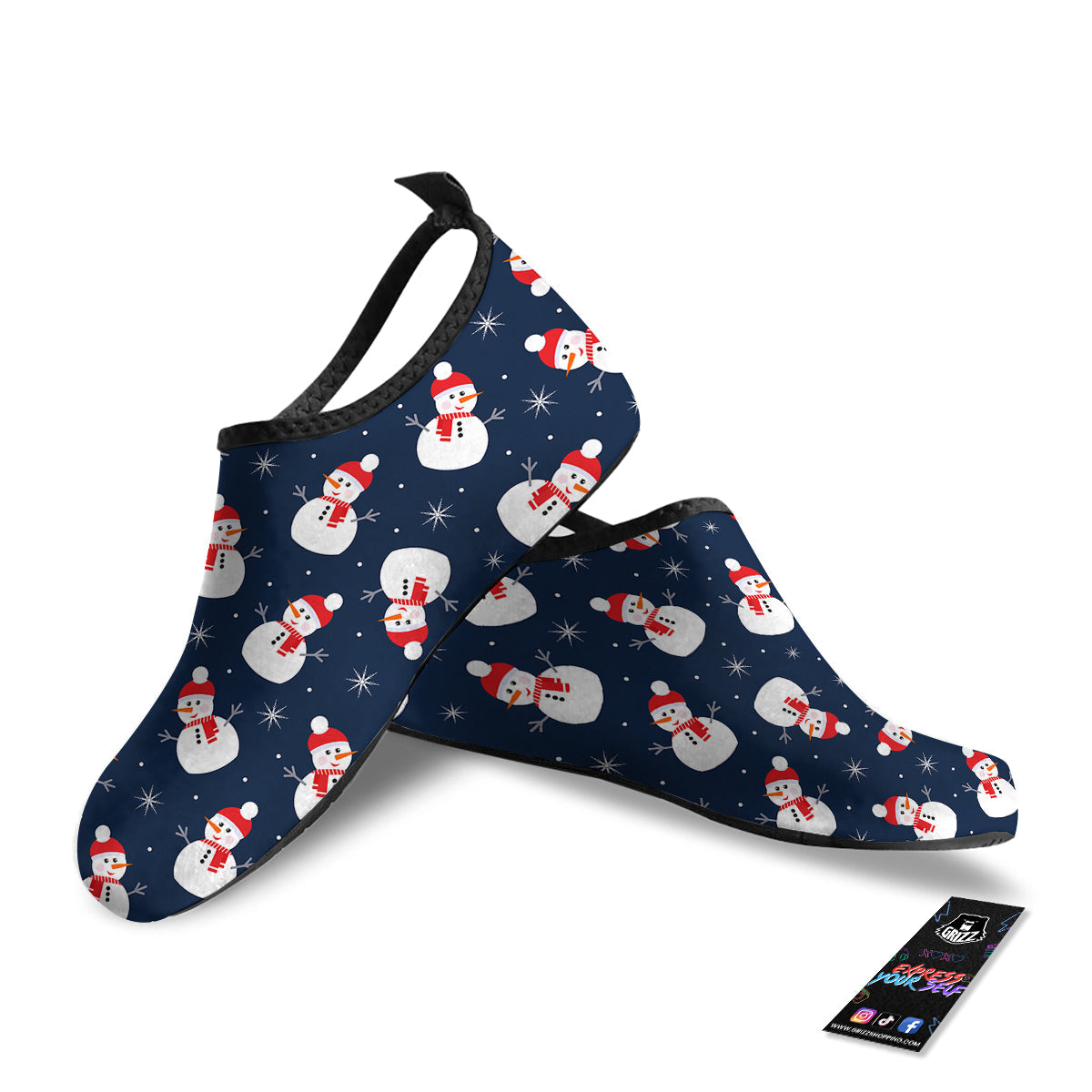 Snowman Print Pattern Water Shoes-grizzshop