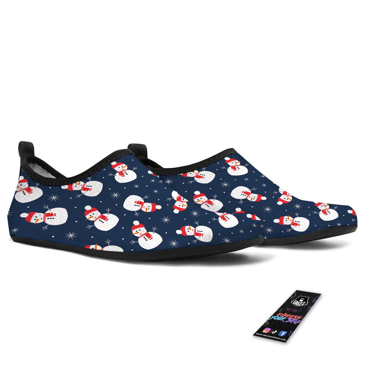 Snowman Print Pattern Water Shoes-grizzshop