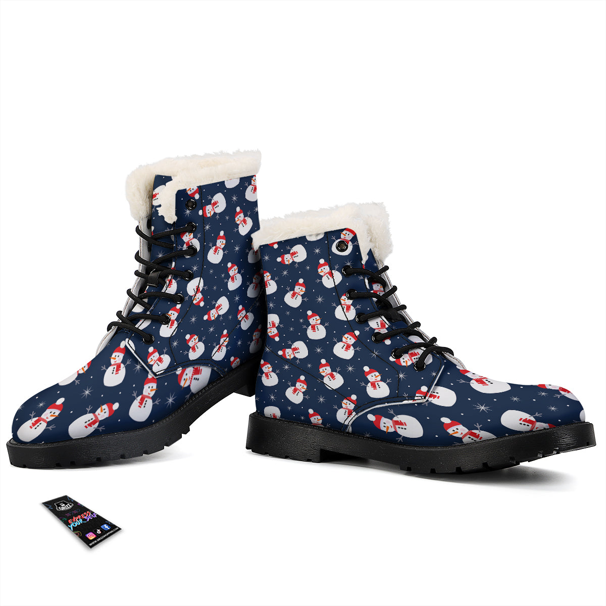 Snowman Print Pattern Winter Boots-grizzshop