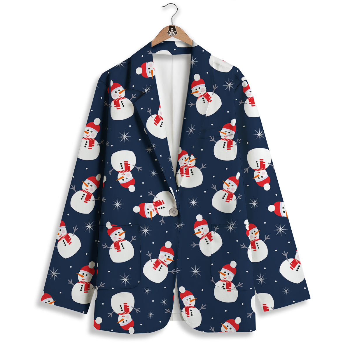 Snowman Print Pattern Women's Blazer-grizzshop