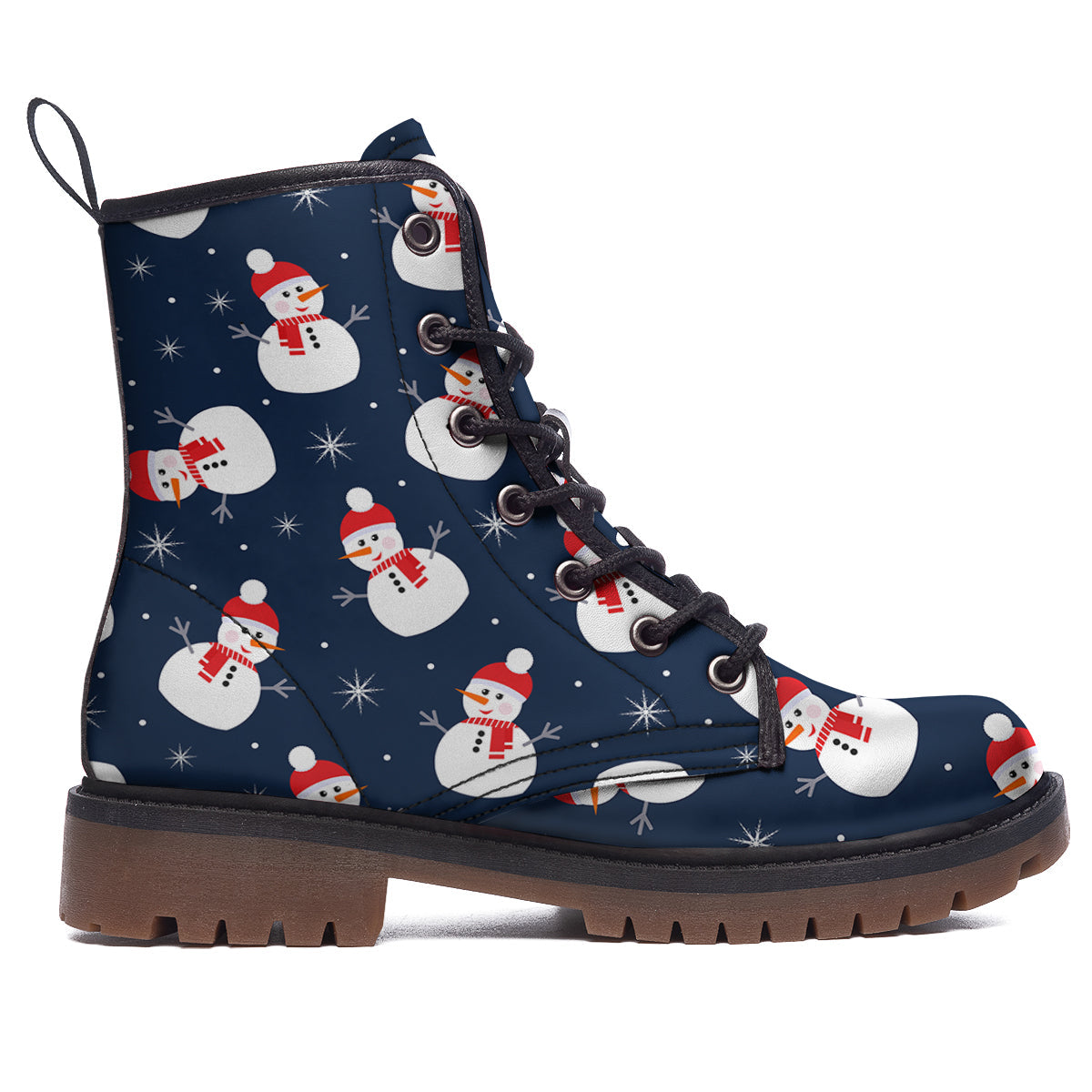 Snowman Print Pattern Work Boots-grizzshop