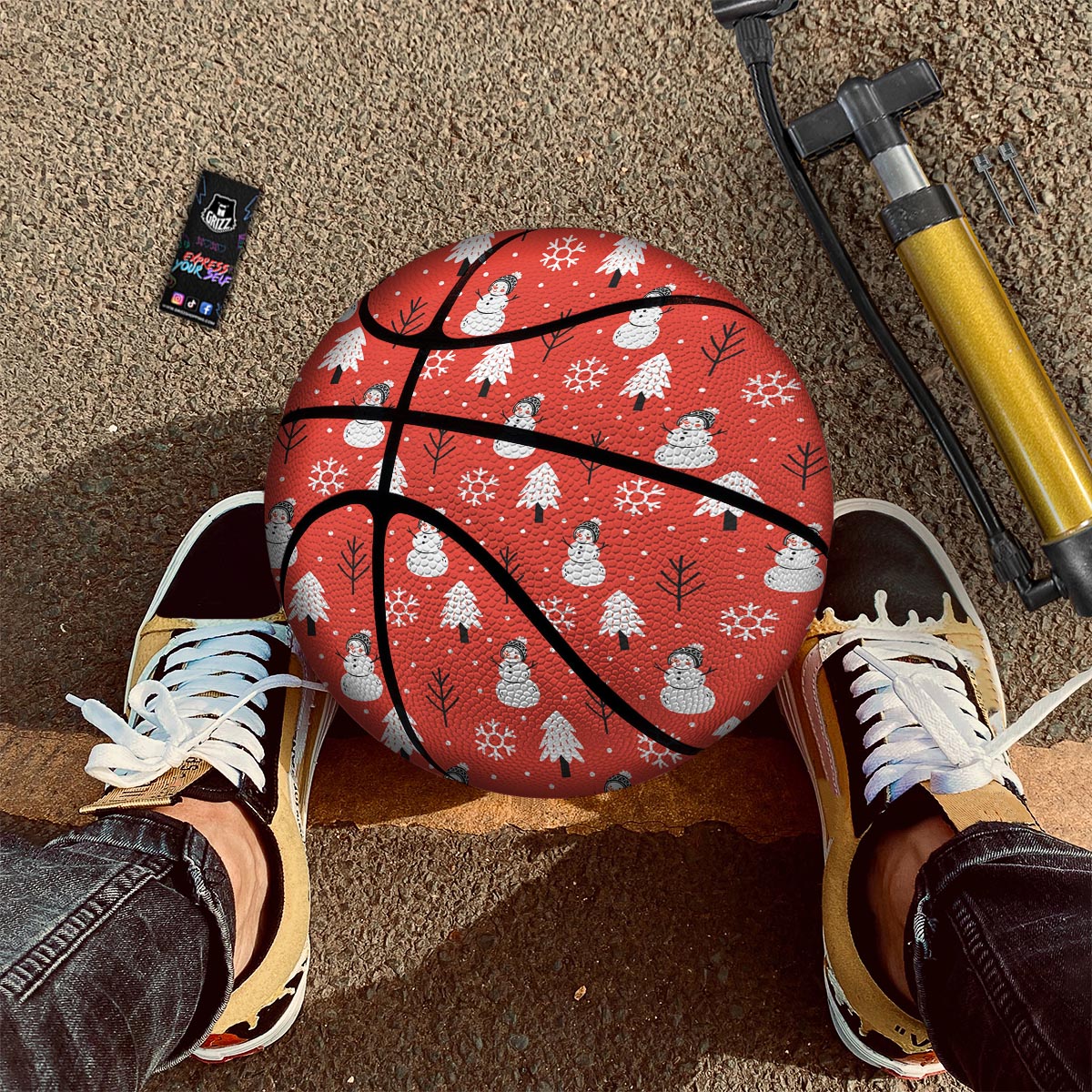 Snowman Red Print Pattern Basketball-grizzshop