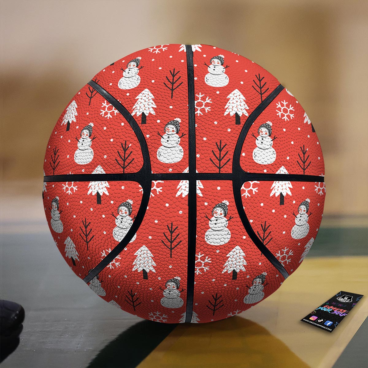 Snowman Red Print Pattern Basketball-grizzshop