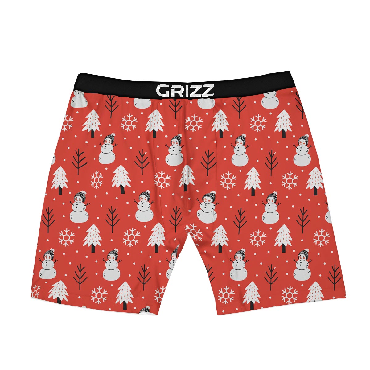 Snowman Red Print Pattern Boxer Briefs-grizzshop
