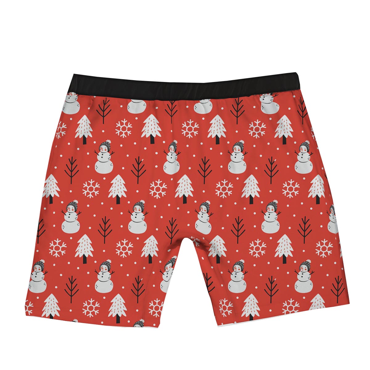 Snowman Red Print Pattern Boxer Briefs-grizzshop