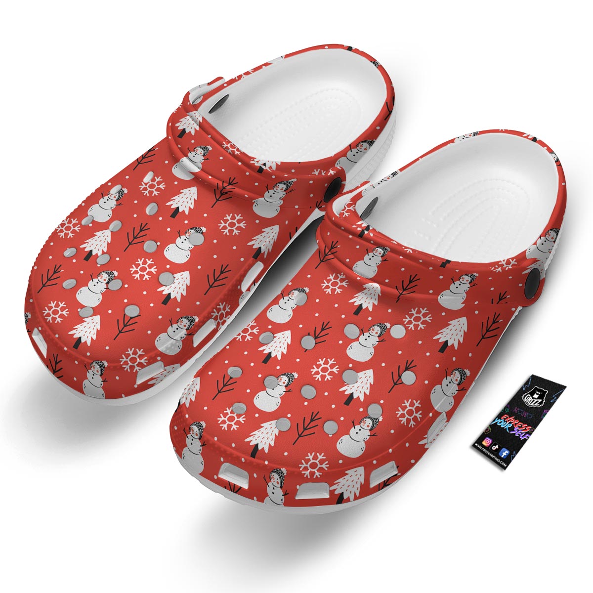 Snowman Red Print Pattern Clog-grizzshop