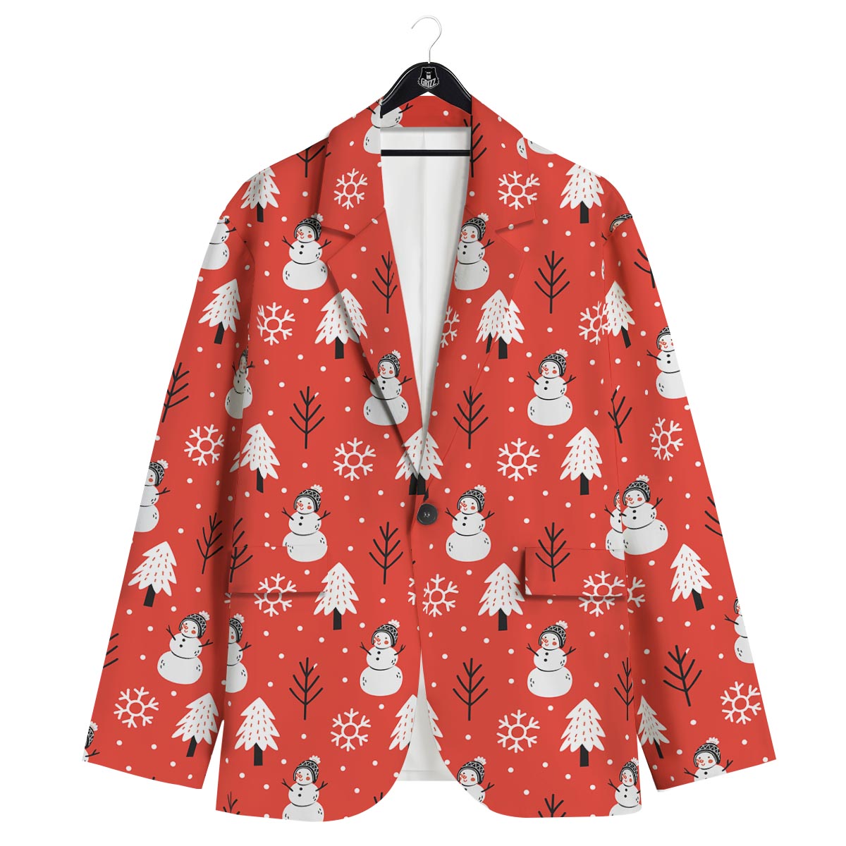 Snowman Red Print Pattern Men's Sport Coat-grizzshop