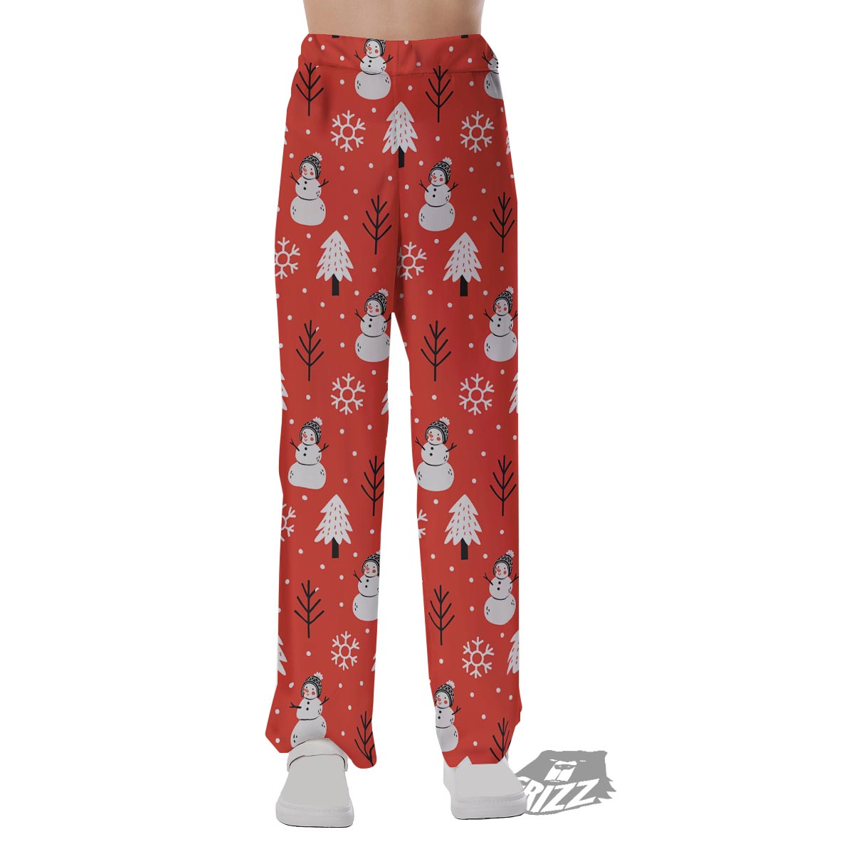 Snowman Red Print Pattern Pajama Pants-grizzshop