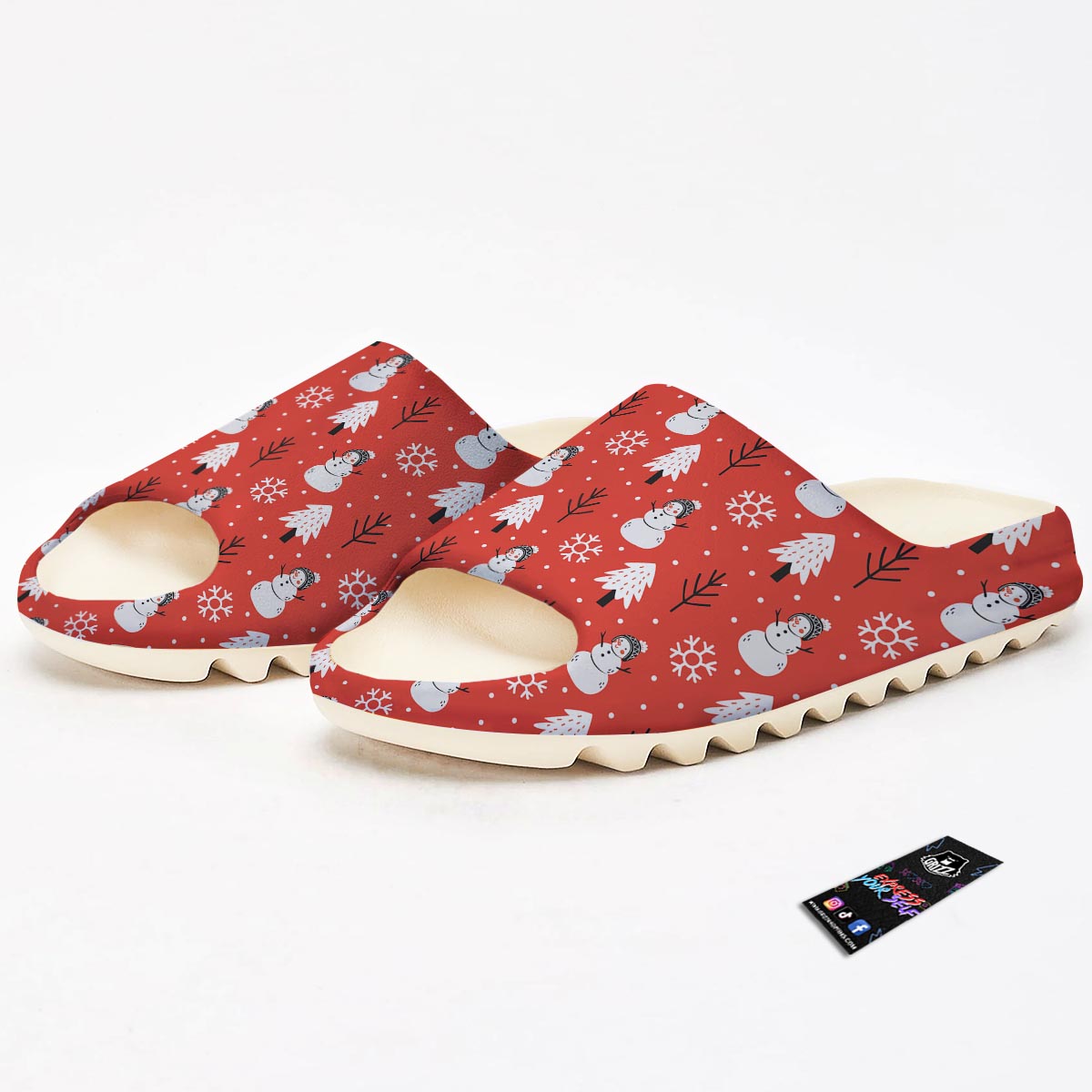 Snowman Red Print Pattern Sandals-grizzshop