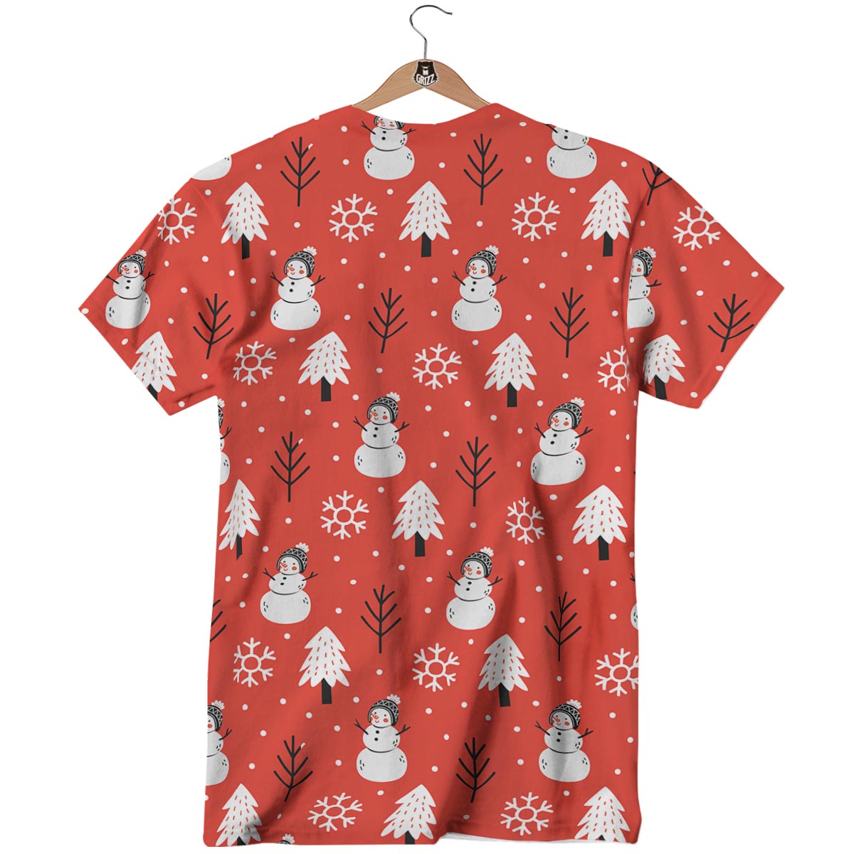 Snowman Red Print Pattern T-Shirt-grizzshop