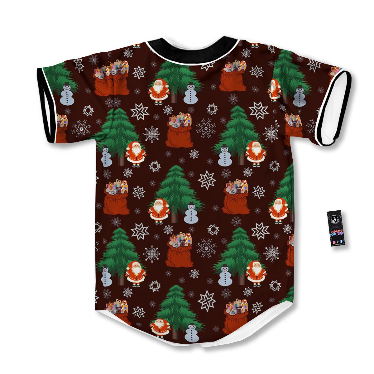 Snowman Santa Print Pattern Baseball Jersey-grizzshop
