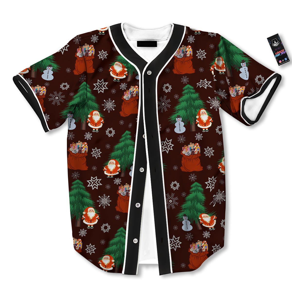 Snowman Santa Print Pattern Baseball Jersey-grizzshop
