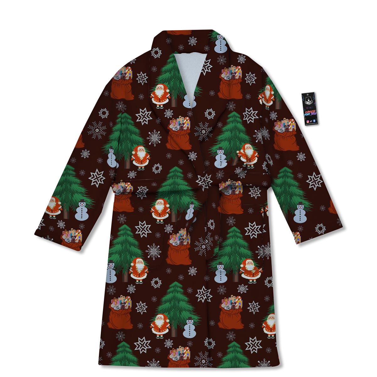 Snowman Santa Print Pattern Bathrobe-grizzshop