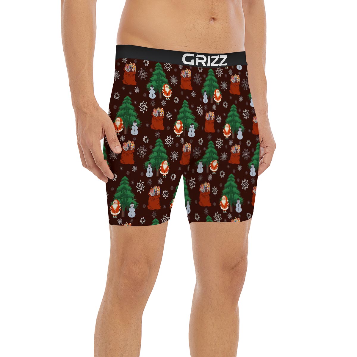 Snowman Santa Print Pattern Boxer Briefs-grizzshop