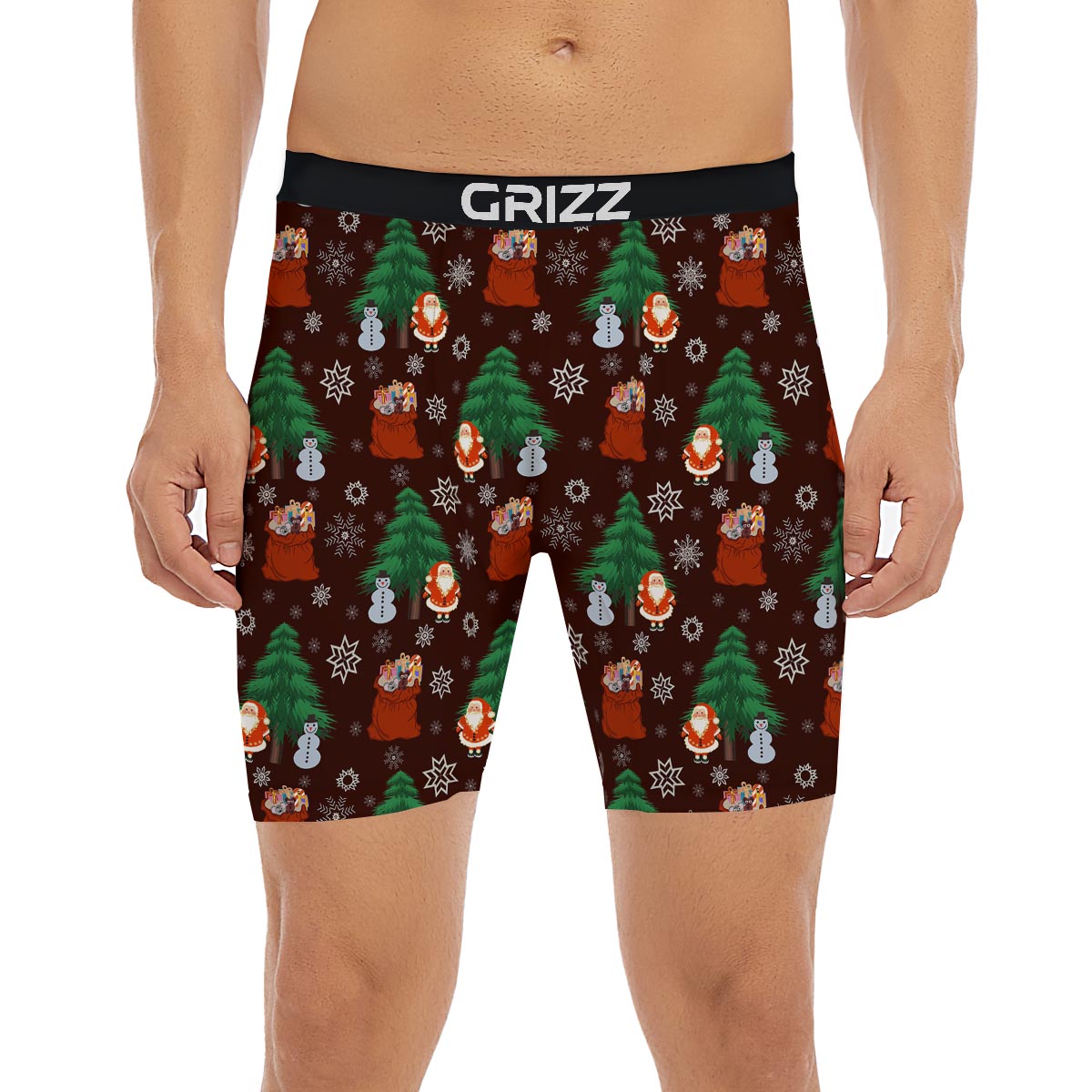 Snowman Santa Print Pattern Boxer Briefs-grizzshop