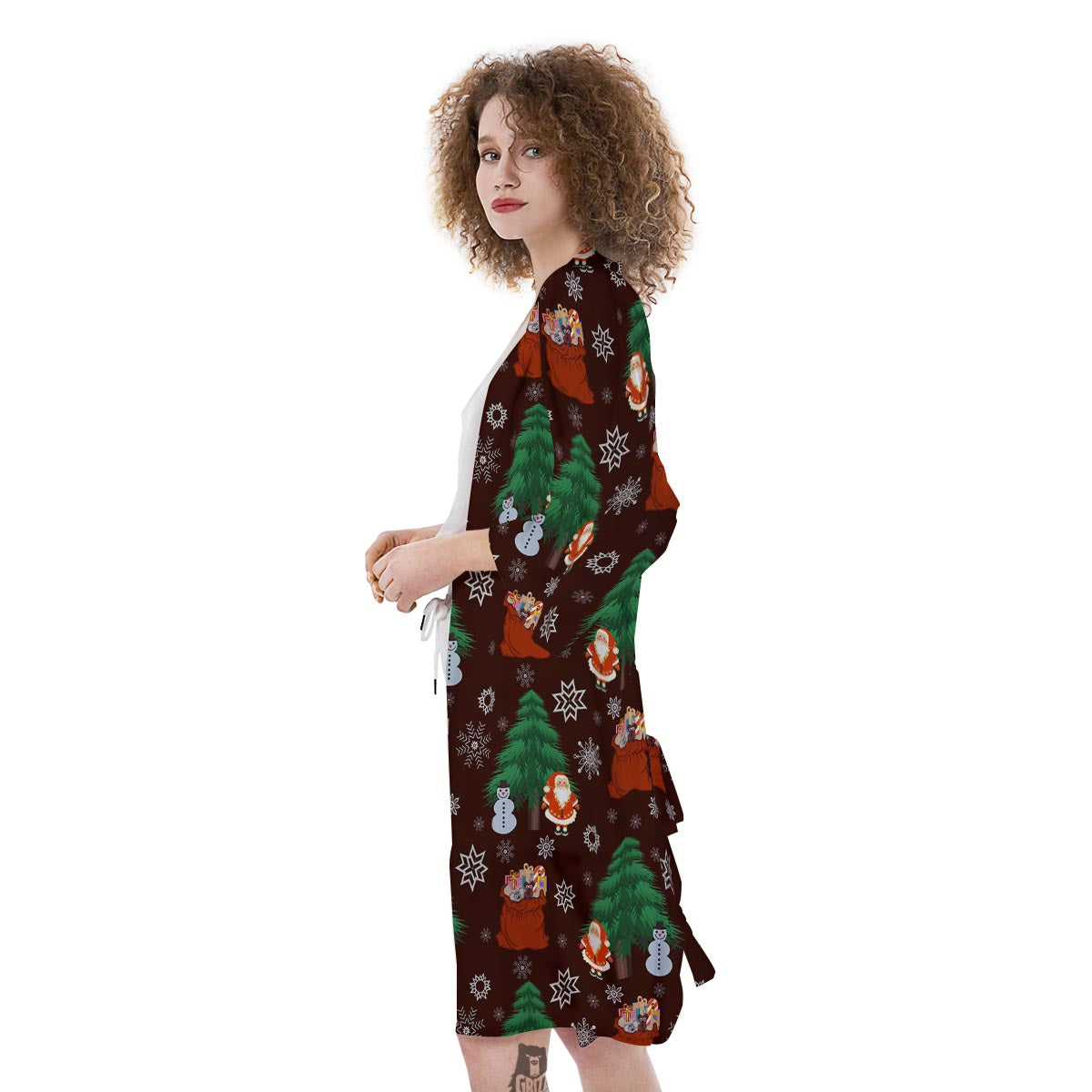 Snowman Santa Print Pattern Kimono-grizzshop