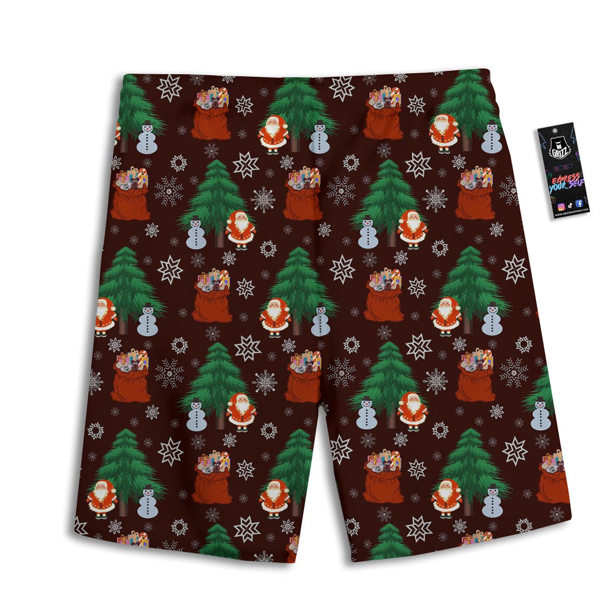 Snowman Santa Print Pattern Men's Athletic Shorts