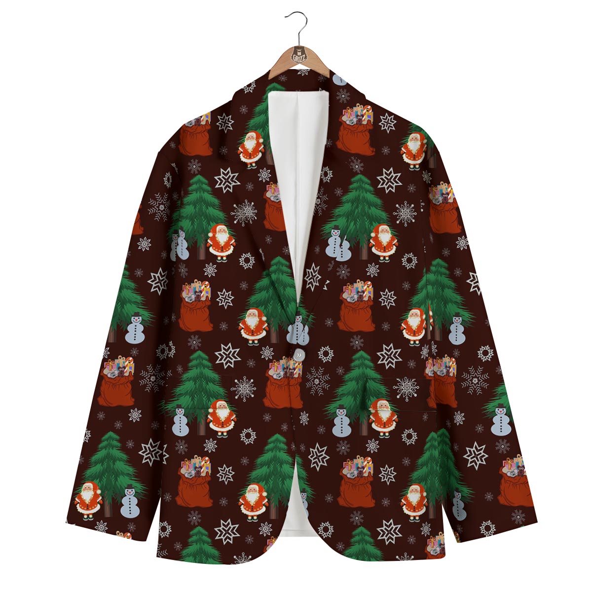 Snowman Santa Print Pattern Men's Blazer-grizzshop
