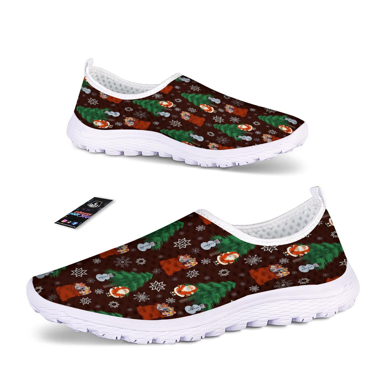 Snowman Santa Print Pattern Nurse Shoes-grizzshop