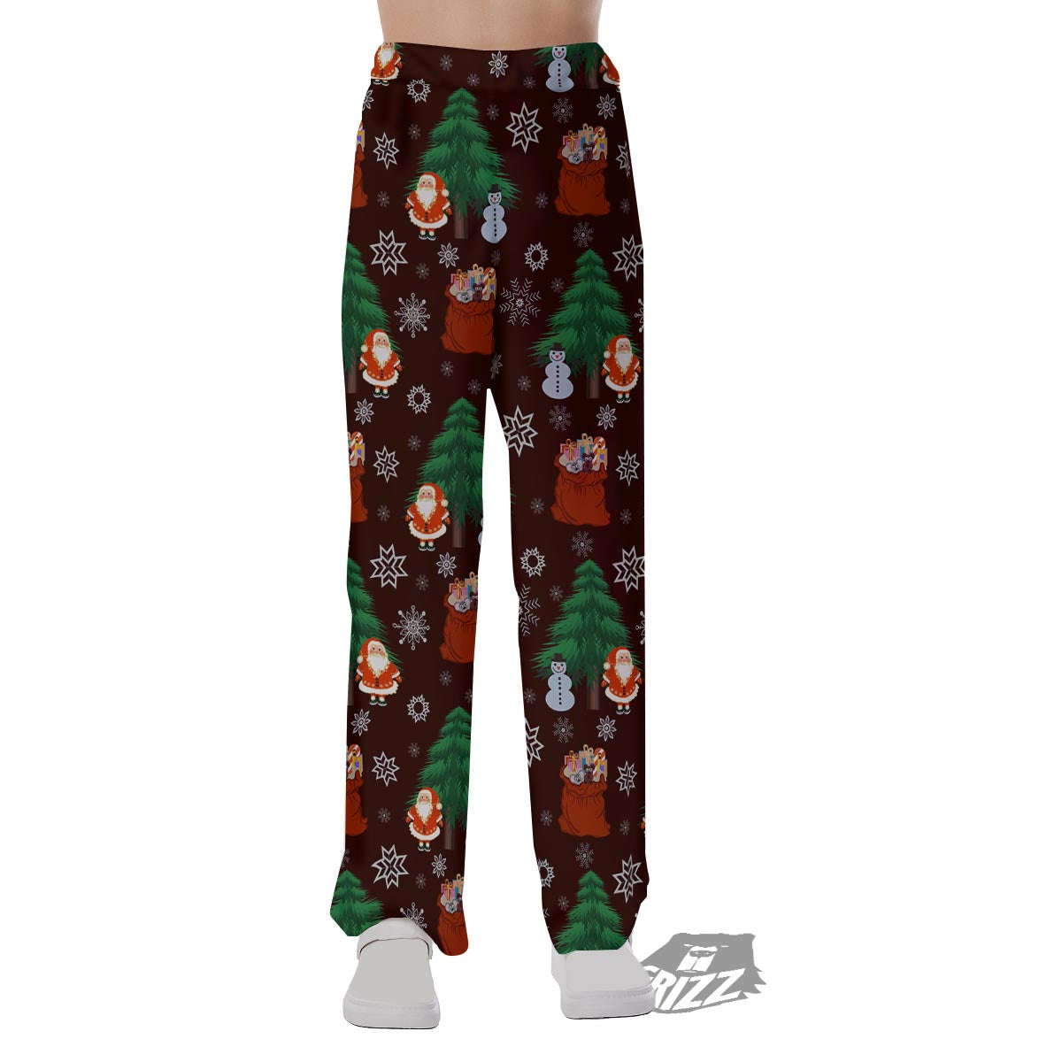 Snowman Santa Print Pattern Pajama Pants-grizzshop