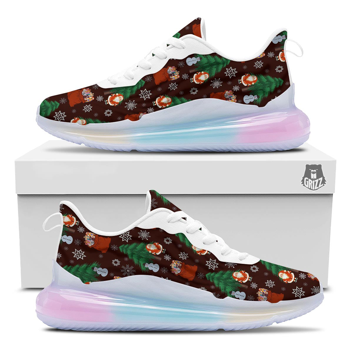Snowman Santa Print Pattern Running Sneakers-grizzshop