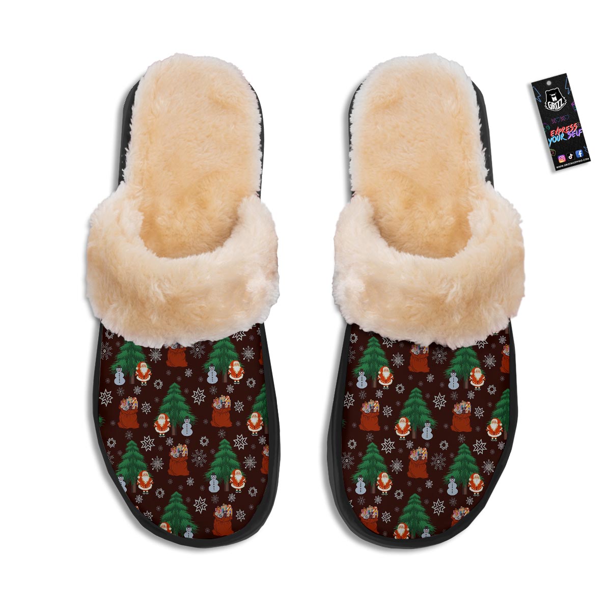 Snowman Santa Print Pattern Slippers-grizzshop