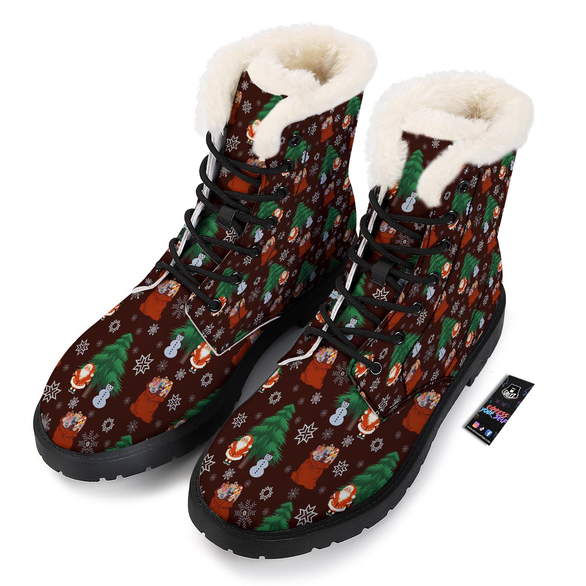 Snowman Santa Print Pattern Winter Boots-grizzshop