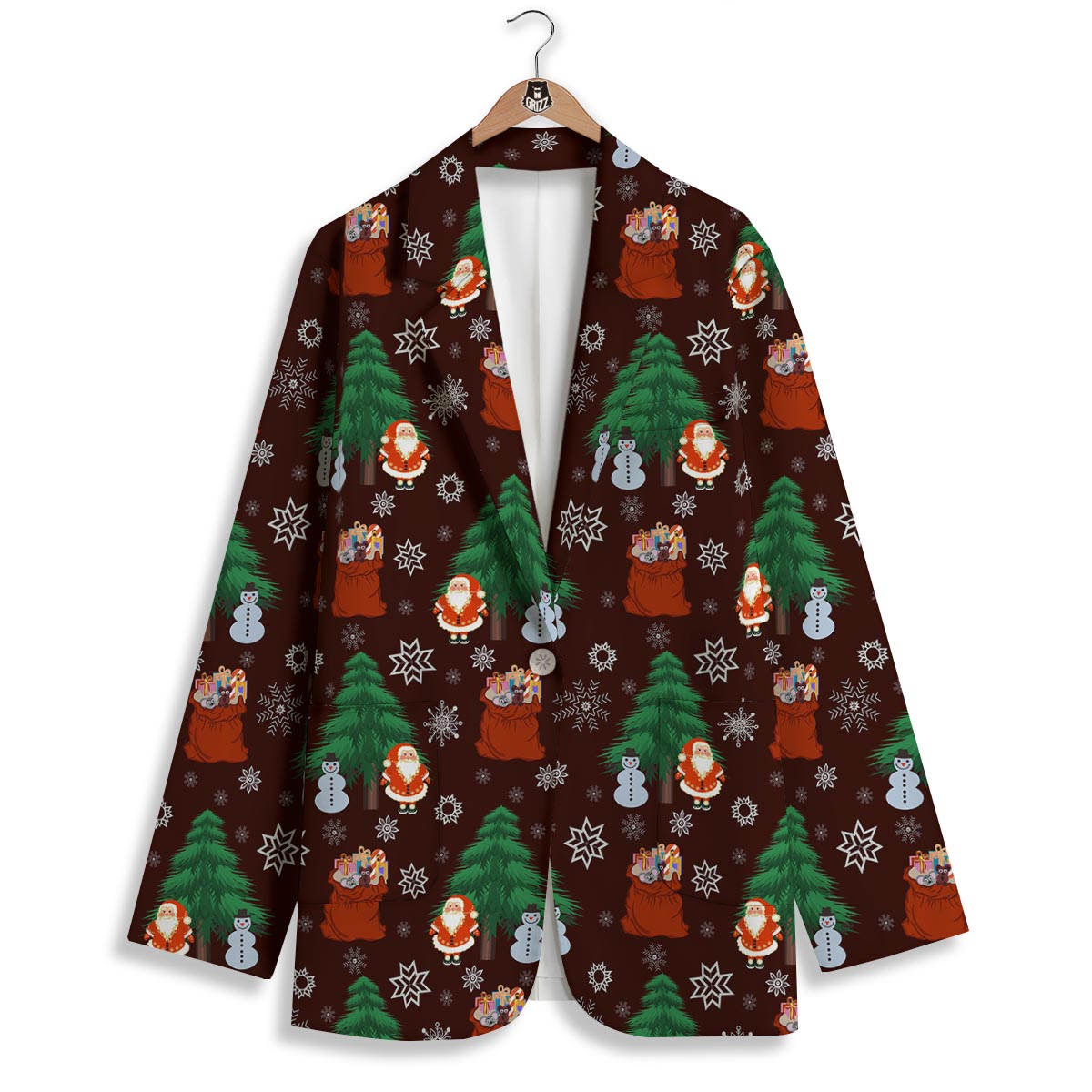 Snowman Santa Print Pattern Women's Blazer-grizzshop