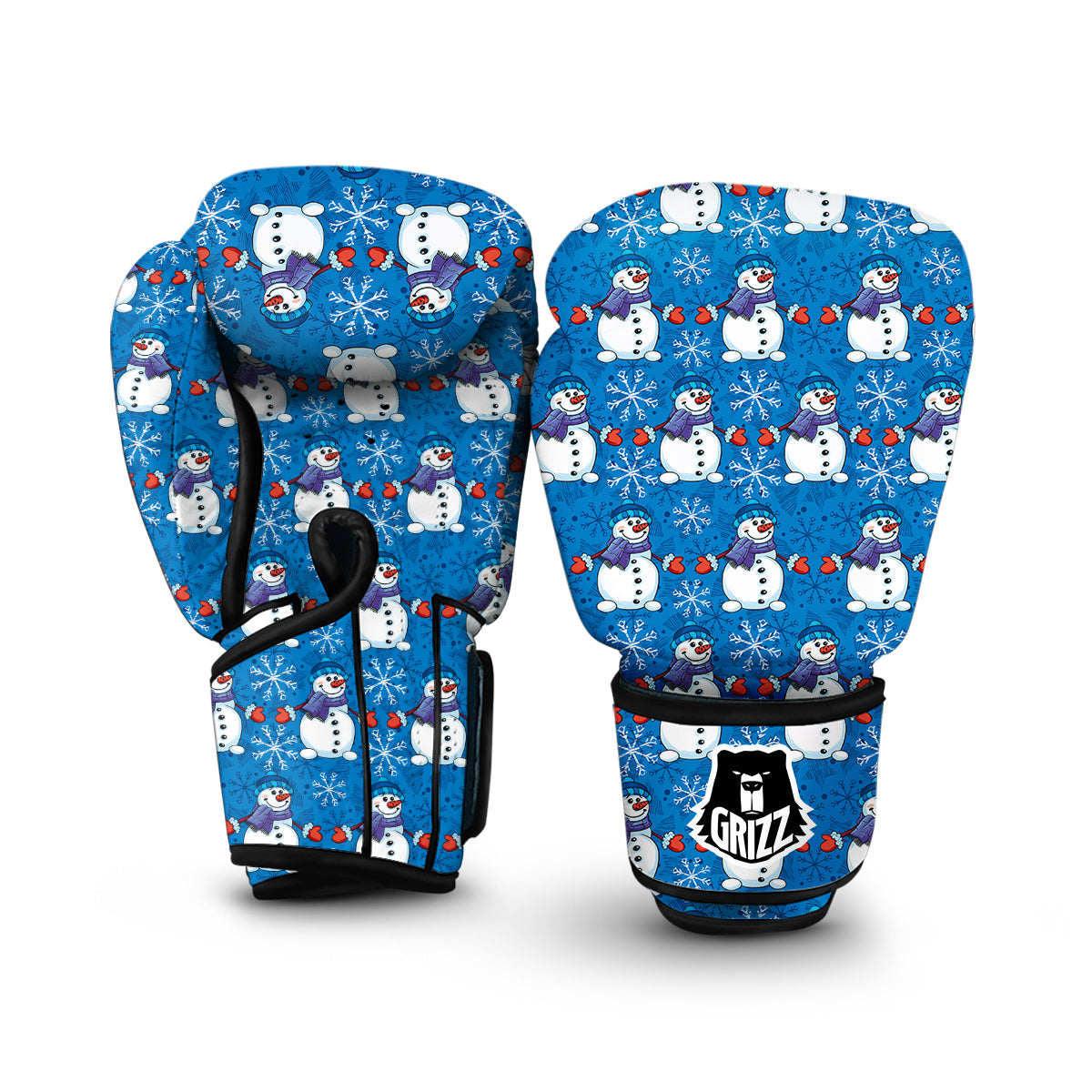 Snowman Snowflake Pattern Print Boxing Gloves-grizzshop