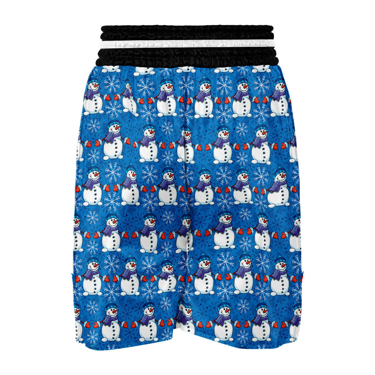 Snowman Snowflake Pattern Print Boxing Shorts-grizzshop