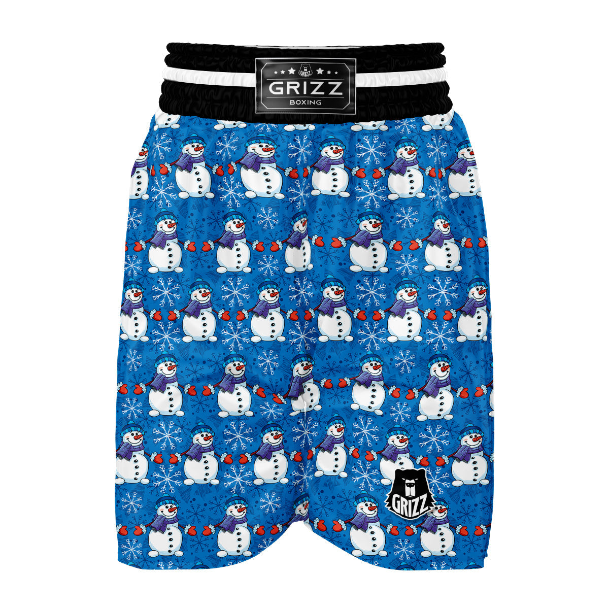 Snowman Snowflake Pattern Print Boxing Shorts-grizzshop