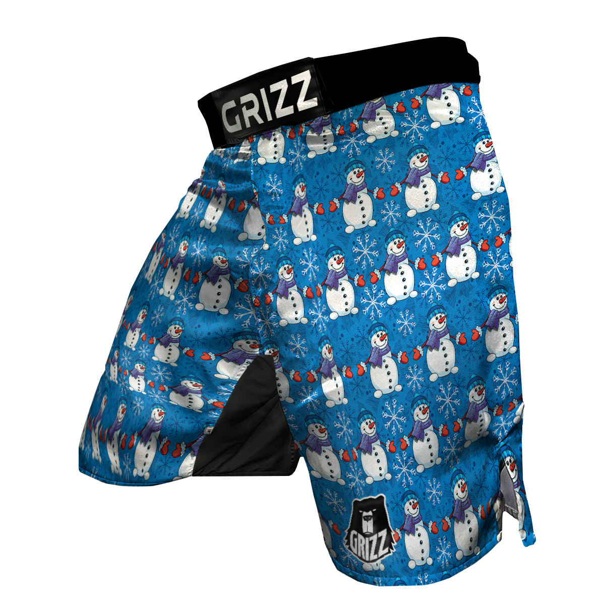 Snowman Snowflake Pattern Print MMA Shorts-grizzshop