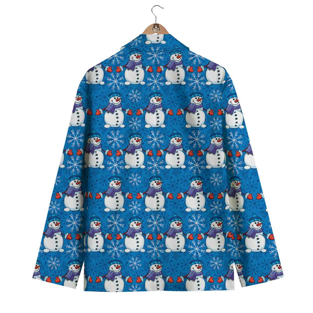 Snowman Snowflake Pattern Print Men's Blazer-grizzshop