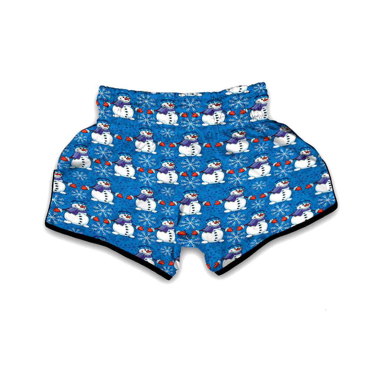 Snowman Snowflake Pattern Print Muay Thai Boxing Shorts-grizzshop