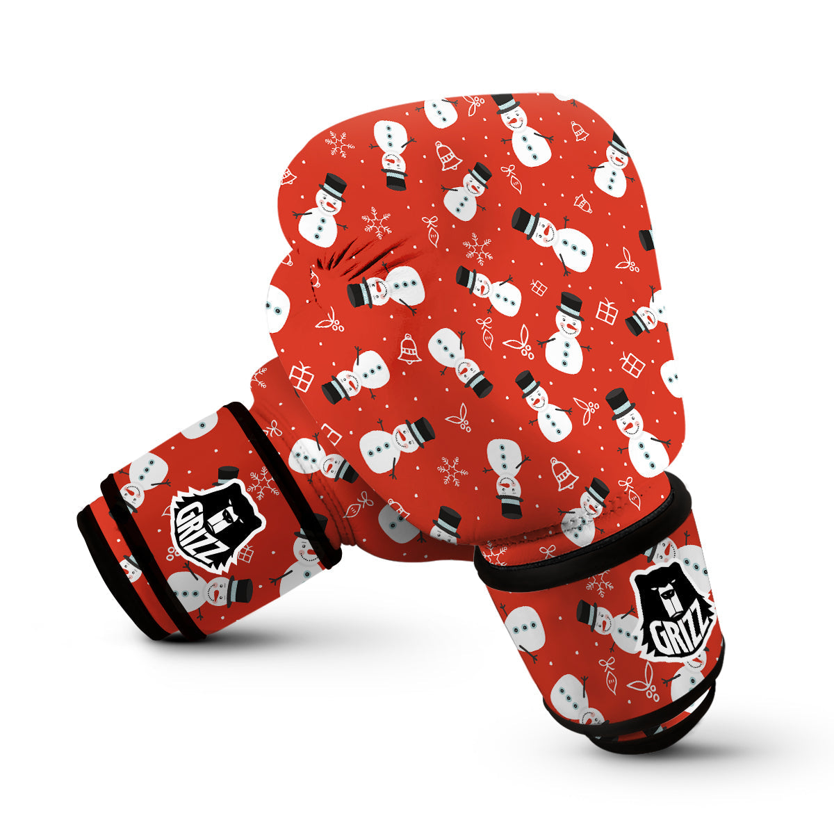 Snowman Snowflake Print Pattern Boxing Gloves-grizzshop