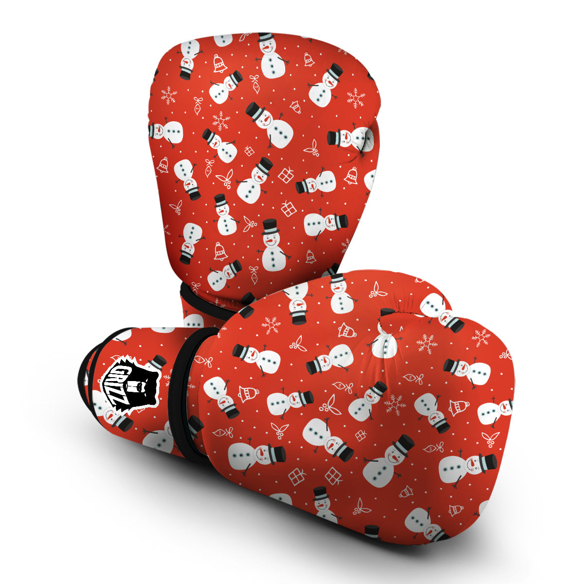 Snowman Snowflake Print Pattern Boxing Gloves-grizzshop