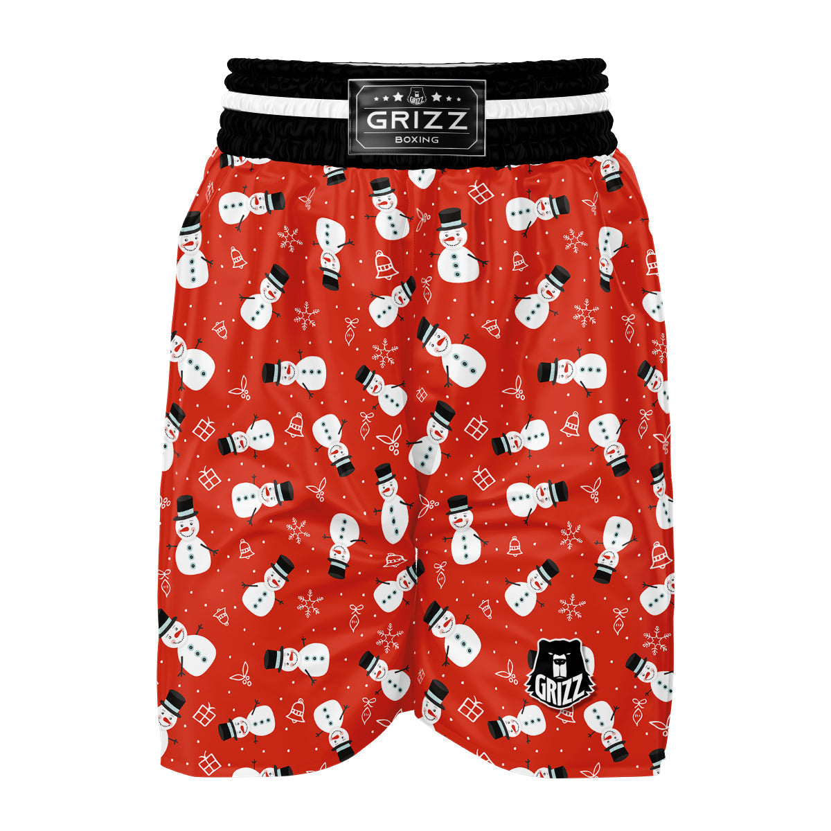 Snowman Snowflake Print Pattern Boxing Shorts-grizzshop