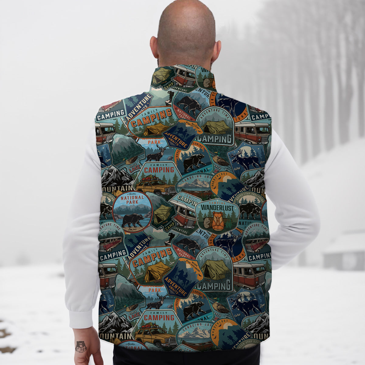 Snowman Snowflake Print Pattern Down Vest