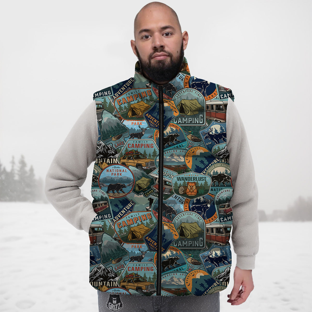 Snowman Snowflake Print Pattern Down Vest