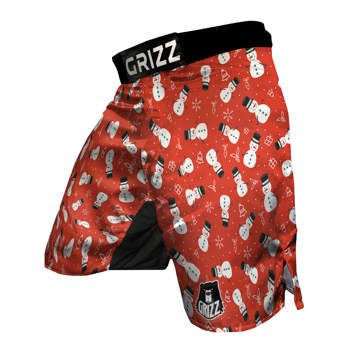 Snowman Snowflake Print Pattern MMA Shorts-grizzshop