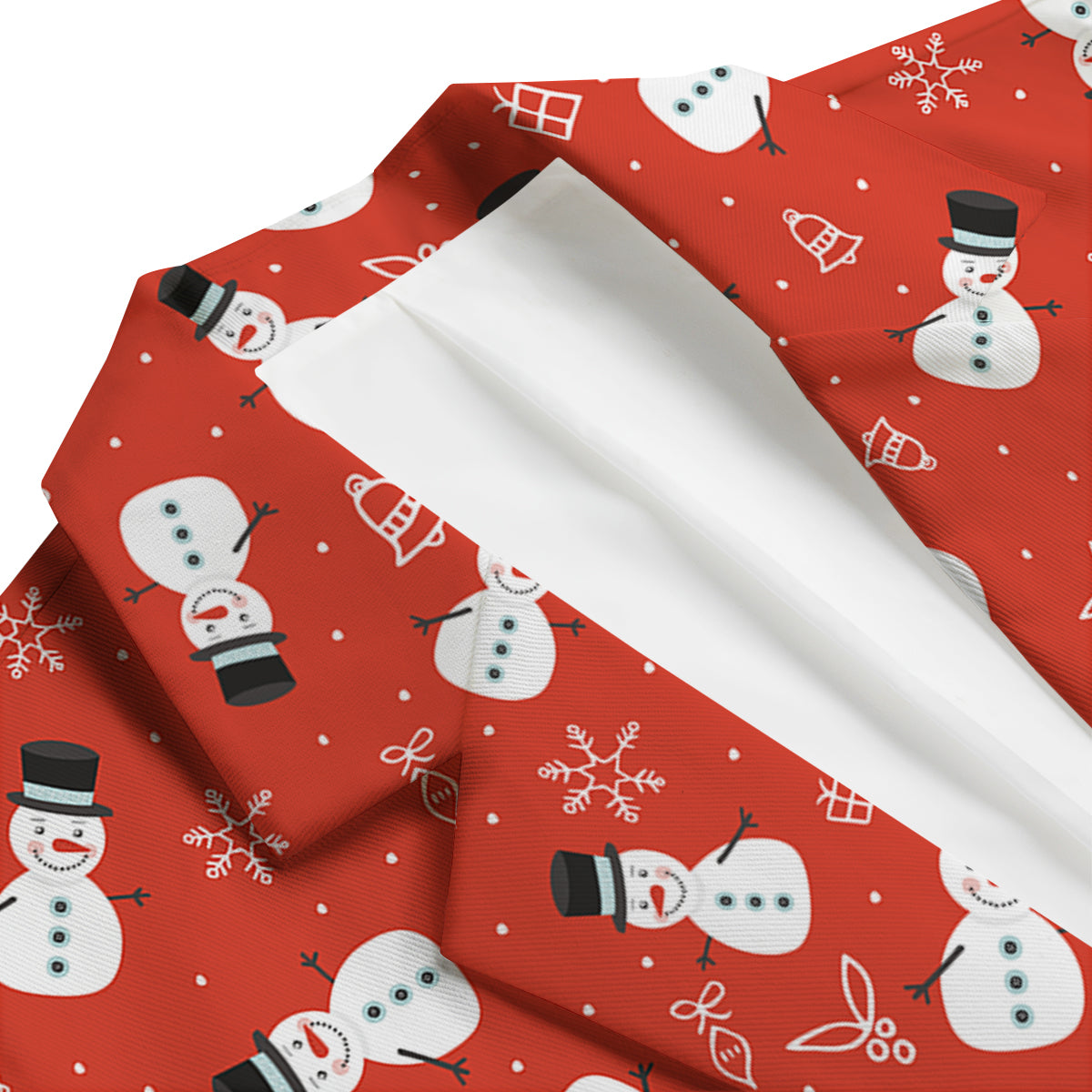 Snowman Snowflake Print Pattern Men's Blazer-grizzshop