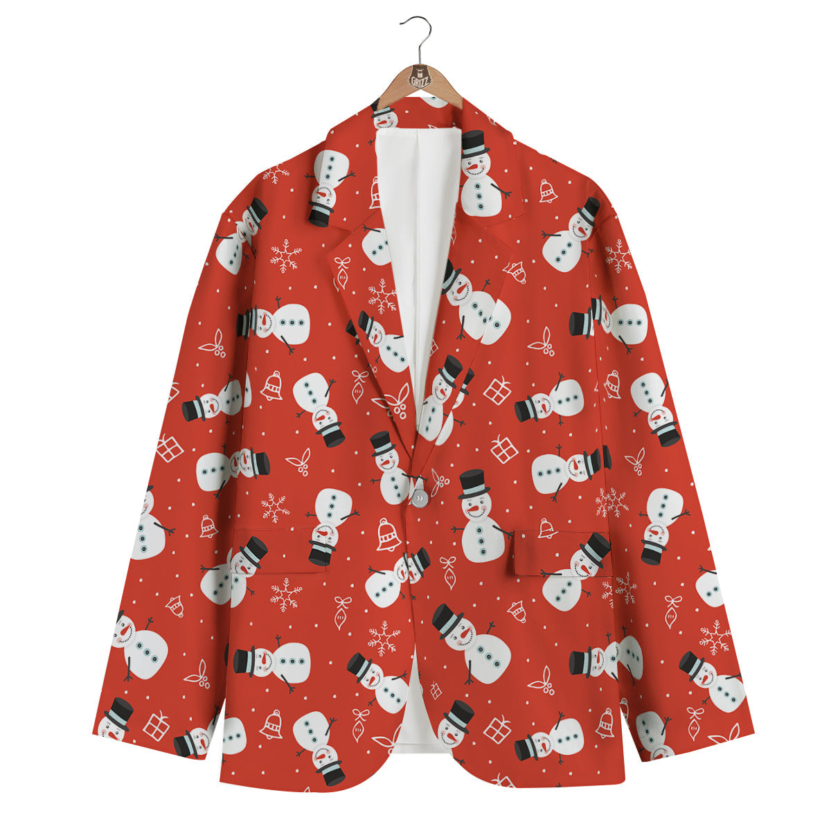 Snowman Snowflake Print Pattern Men's Blazer-grizzshop