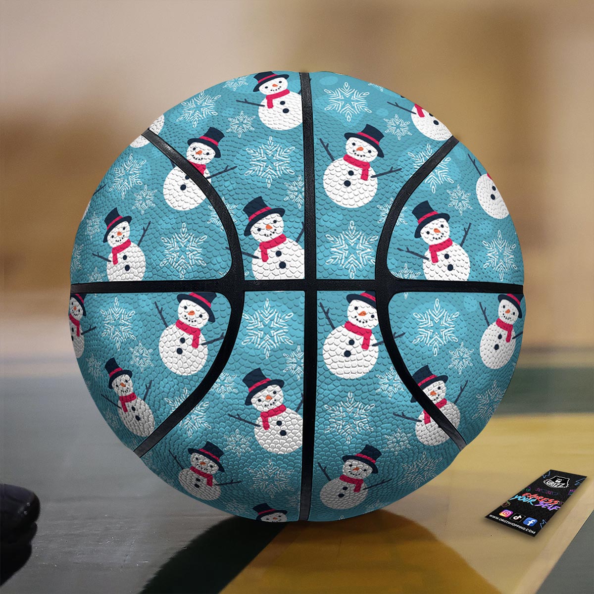 Snowman Teal Print Pattern Basketball